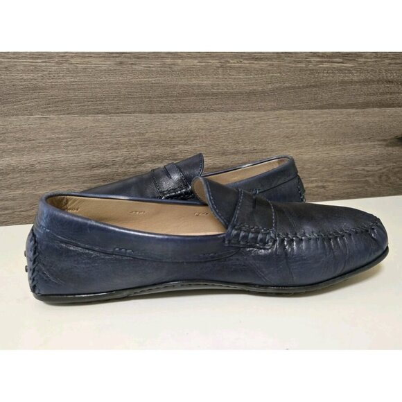 Donald J Pliner Mens Blue Leather Penny Loafers Size 13 Driving Shoes - Picture 2 of 8